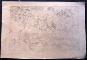 Reich Károly (1922-1988): Nyári ünnep, rézkarc-papír, jelzett 36x26cm