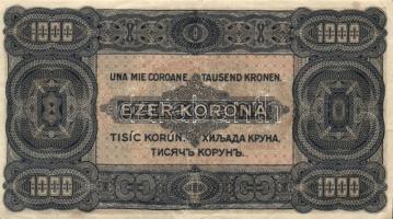 1923 1000K piros "8 FILLÉR - NYOLC FILLÉR" felülbélyegzéssel T:II-