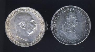 1896. 1K Ag "Millenium" T:2- kis ph. + Ausztria 1916. 1K Ag T:2/2- apró ph