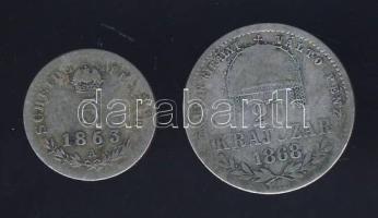 Ausztria 1863A 5Kr Ag + Magyarország 1868KB 20Kr Ag T:3-