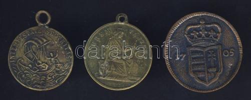 3 klf érme,emlékérme: 1705. XX Poltúra múzeumi utánverete + "Szent György" érem  + 1db zse...