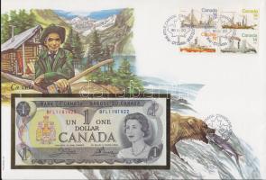 Kanada 1973. 1$ dekoratív, nagyalakú bankjegyes, bélyeges borítékon T:I