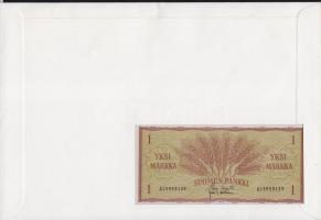 Finnország 1963. 1M dekoratív, nagyalakú bankjegyes, bélyeges borítékon, bélyegblokkal, első napi bé...