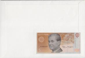 Észtország 1991. 5K dekoratív, nagyalakú bankjegyes, bélyeges borítékon T:I