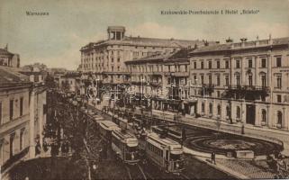 Warsaw, Warszawa; Krakowskie-Przedmiescie, Hotel Bristol, trams