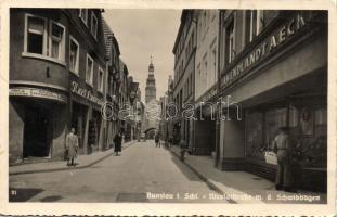 Boleslawiec (Bunzlau) Nicholas street with the shops of Kurt Ludemig and A. Krauzle photo