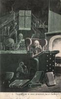 Pan Twardowski in his laboratory