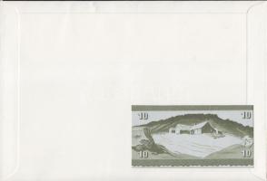 Feröer-szigetek 1949. 10K dekoratív, nagyalakú bankjegyes, bélyeges borítékon, bélyegblokkal T:I