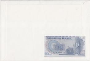 Norvégia 1977. 10K dekoratív, nagyalakú bélyeges, bankjegyes borítékon, bélyegblokkal T:I