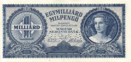 1946. Egymilliárd Milpengő "MINTA" perforációval, T:I