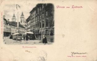 1899 Ljubljana, Laibach; Rathausplatz / Town hall square