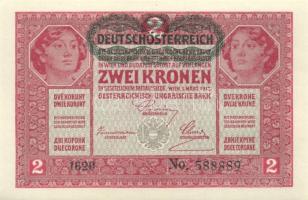 1917. 2K (3x) "Deutschösterreich" fny.-sal, egymásutáni sorszámokkal T:I