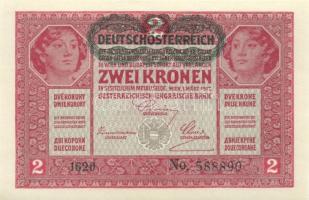 1917. 2K (3x) "Deutschösterreich" fny.-sal, egymásutáni sorszámokkal T:I