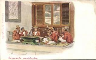 Java, Javaansche muziekanten / Java, Javan musicians folklore s: Jan van der Heyden