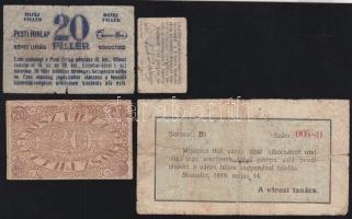 1919. 4klf szükségpénz, Pécs, Miskolc és Budapest - 20f,1K,2f T:III,IV