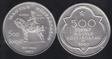 1990. 500Ft Ag + 500Ft Ag "Mátyás király" pár T:BU