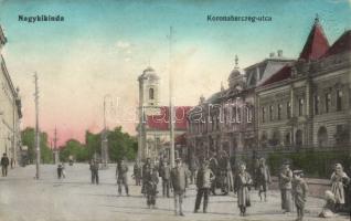 Nagykikinda Crown Prince street with the National Hotel (EB)