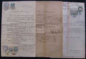 1872-1897 3 db Hivatalos irat okmánybélyegekkel