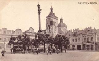 Havlíckuv Brod (Nemecký Brod) with the Restaurant u Modré Hvezdy and the shop of Josef Snízek (fa)