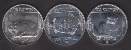 1985. 200Ft Ag 3klf db "Természetvédelem-vidra, vadmacska, mocsári teknős" T:BU