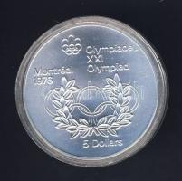 Kanada 1974. 5$ Ag "Montreali olimpia - olimpiai ötkarika" T:1