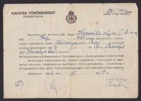 1943 A Magyar Vöröskereszt értesítése orosz fronton eltűnt magyar katonáról