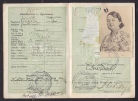 1935 Fényképes útlevél házaspár részére hajós, köztük DDSG bélyegzőkkel / Passport with DDSG stamp