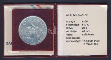 1984. 500Ft Ag "Sarajevoi Téli Olimpia" T:BU Csak 8000db! Eredeti tokban, tanúsítvánnyal!