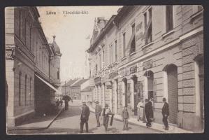 Léva Central Hotel with the shops of Nagy, Záhorszky and Feiner & Kürti (fl)