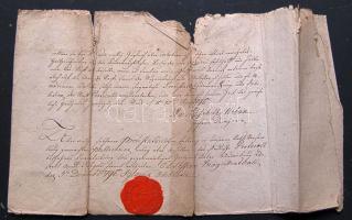 1796 Az iglói városi tanácsnak írt hivatalos levél Maria Elisabetha Urban aláírással és viaszpecséttel (megviselt állapotban) / Official letter for the city council of Iglau (bad condition)