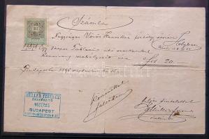 1898 Órás számla okmánybélyeggel
