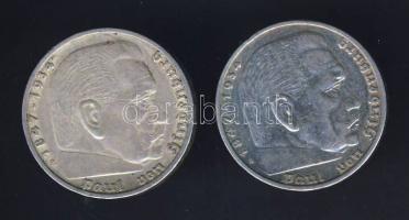Német 3. Birodalom 1936E 5M Ag "Hindenburg" T:3 + 1936A 5M Ag "Hindenburg" T:2