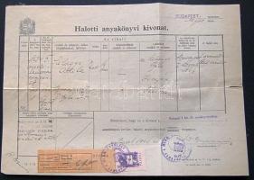 1946 Anyakönyvi kivonat Bp. városi illeték-provizóriummal (I. ker)