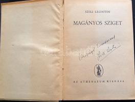 1942 Szili Leontin: Magányos sziget, a szerző saját kezű aláírásával, Atheneum kiadás