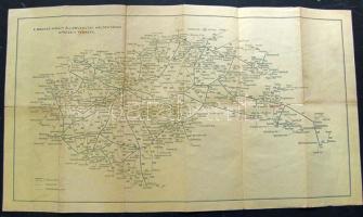 cca 1942 MÁVAUT ÉS MÁV autobusz és vasútvonalak térképe, a visszacsatolt területekkel 60x33 cm
