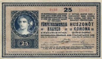 1919 25K "hullámos" "III. Hadtest Katonai Szervező Csoport" felülbélyegzéssel a hátoldalon T:II