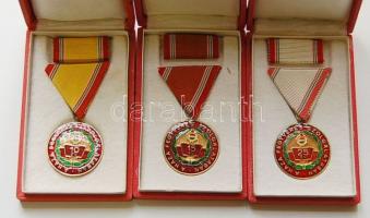 DN "A haza fegyveres szolgálatában-10, 15, 25 év" szocialista kitüntetések 3 db, szalaggal T:2 Díszdobozban.