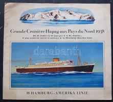 1938 A Hamburg-Amerika Line színes utazási katalógusa (hajtott) / Catalogue of the H-A Line (folded) 26x23 cm