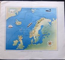 1938 A Hamburg-Amerika Line színes utazási katalógusa (hajtott) / Catalogue of the H-A Line (folded)...