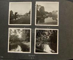 1938 Régi fotóalbum 111 db városfényképpel és egy nagyméretű kartonra ragasztott fotóval