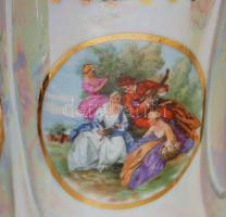 ~1920  13 darabos cseh porcelán kávéskészlet: 1 kancsó + 5 db csésze + 5 tányér + 1 cukortartó + 1 t...