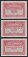 1917. 2K (3x) zöld "Deutschösterreich" fny.-sal, egymásutáni sorszámokkal T:I