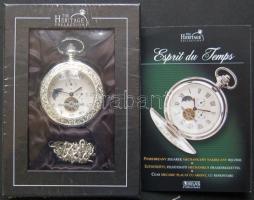 18. századi Fél savonette zsebóra kópiája ezüstözött elülső peremmel, eredeti csomagolásban, tanúsítvánnyal