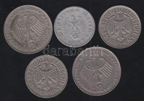 Német 3. Birodalom/NSZK 1941F 50Pf Alu + 1950-69J,D 1M (2x) + 1973-74J,F 2M (2x) T:2-,3