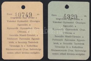 1939.Június "Jótékonyság Napja Adománymegváltási jegy" 1P és 2P értékben sorszámozott kárt...