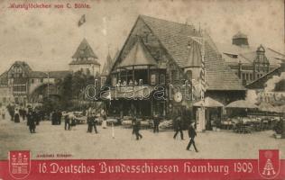 1909 Hamburg, 16. Deutsches Bundesschiessen Officielle Postkarte, Wurstglöckchen von C. Böhle / 16th German Shooting festivial, restaurant, So. Stpl