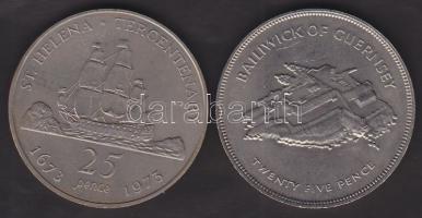St.Helena 1977. 25p "Ezüst jubileum" T:2 ph. + 1973. 25p "300. évforduló" T:2- p...