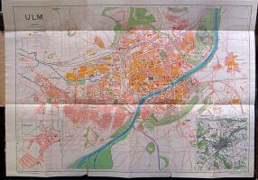 Ulm város térképe 1948 + cca 1930 Bécs térkép vászonra kasírozva / Map of Vienna on canvas 40x50 cm