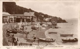 Aberdyfi (Aberdovey) Penhelig beach with hairdressing saloon photo