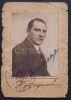 1926 Maleczky Oszkár operaénekes Nemzeti Munkavédelmi hivatali fényképes igazolványa saját kezű aláírással